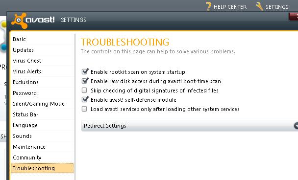 Disable Avast