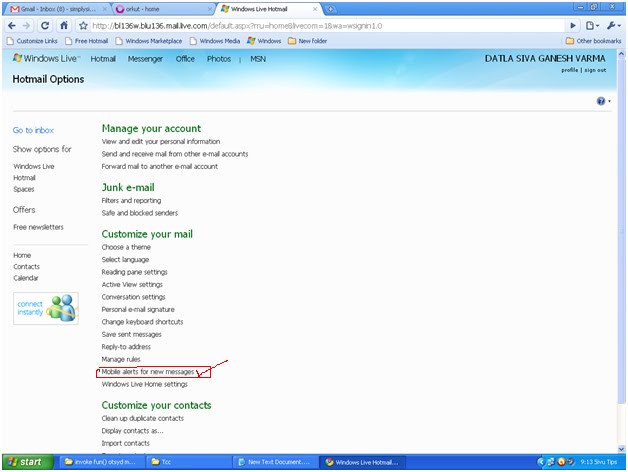 open you gmail or yahoo mail