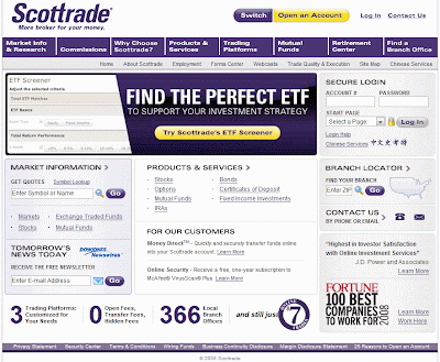 The Scottrade welcome screen