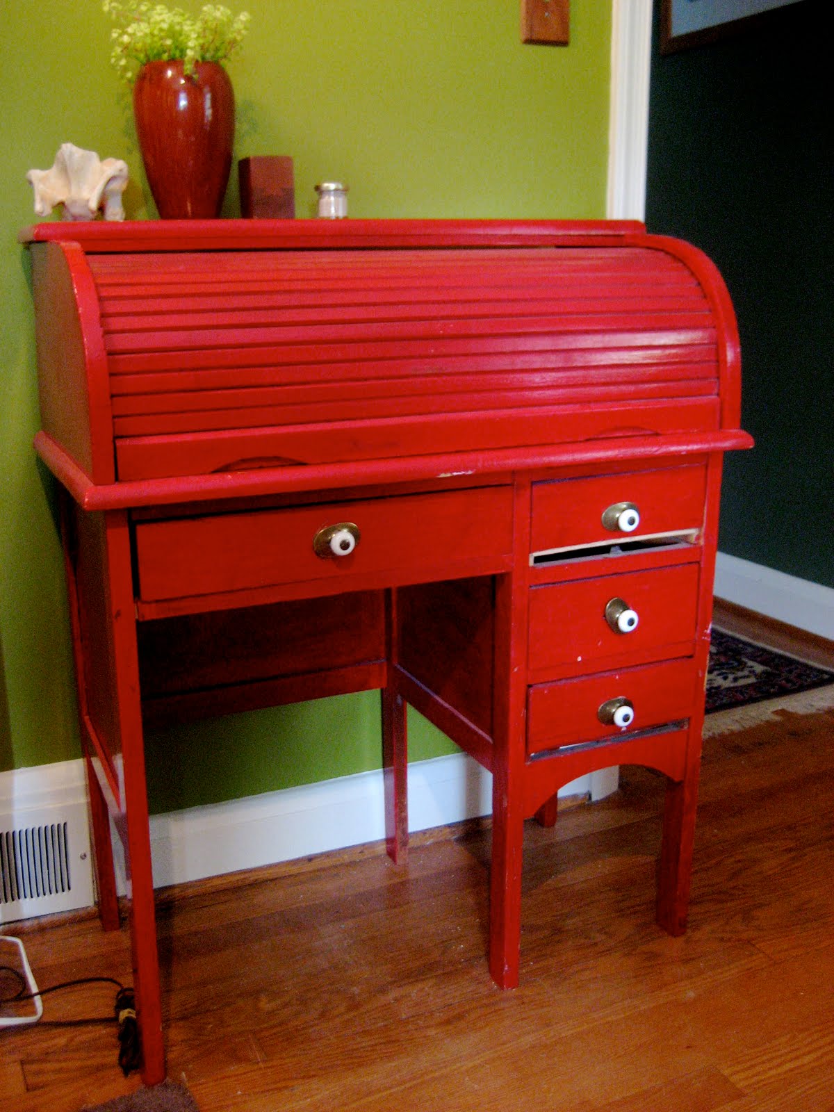 moving sale! Small Red Rolltop Desk