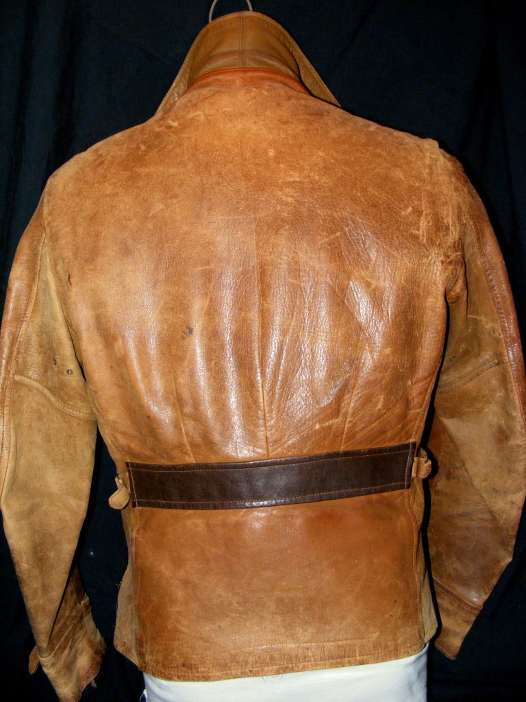 1930's Two Tone Half Belt Leather Jacket Rivet Head