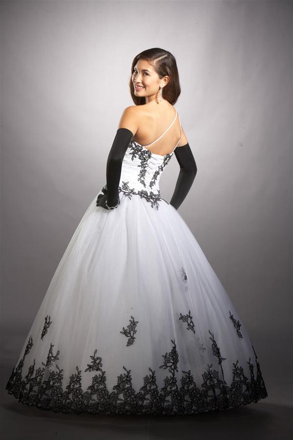 Largo Vestidos De 15 Negro Y Blanco Vestido De Novia Gótico Sin