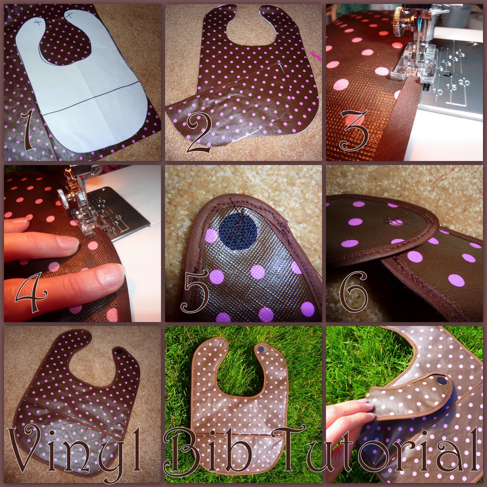 No time to be bored Reversible Vinyl Pocket Bib Tutorial