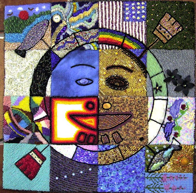 bead quilt, Spirit Mask, by Mat-Su Valley Bead Society