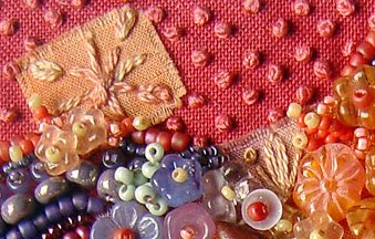 embroidery detail on February Bead Journal Project piece by Robin Atkins
