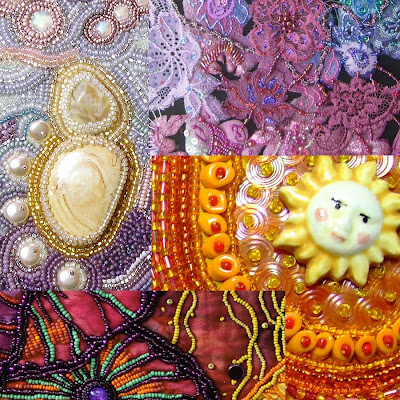 Bead Journal Project, small collage of details of work by a few members