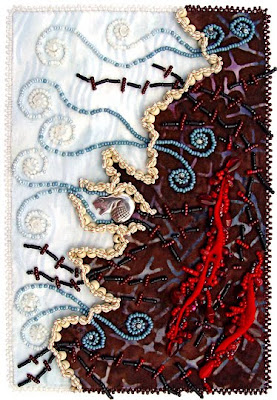 improvisational bead embroidery by Robin Atkins, bead journal project, the wall