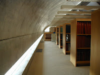 The Kimbell's library sits on a 2nd floor just below the naturally lit concrete vault, (c) J.Fullton Kimbell Art Museum, Fort Worth, (c) J.Fullton
