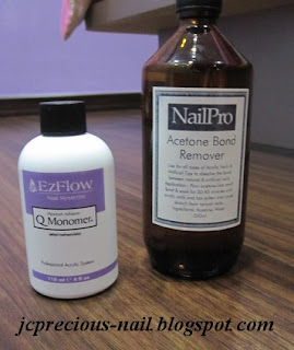 currently here is my nail kits~. Ezflow Q Monomer and Ez Acetone bond
