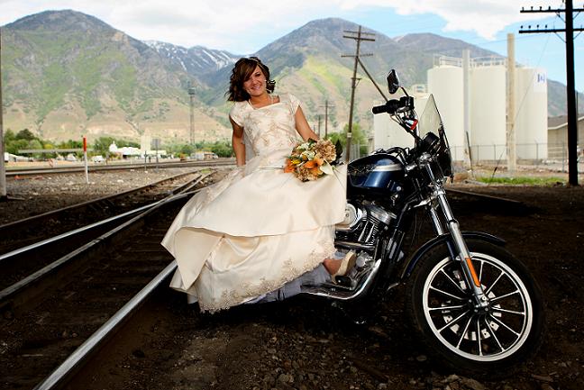 "My Hot bride on my hot ride!"