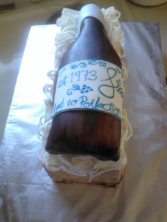 Red Wine Bottle in Crate Cake