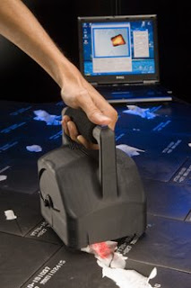 The scanner is used in a Mold Impression Laser Tool (MLT), a hand-held instrument used to scan space shuttle tiles to detect and measure the amount of any damage.