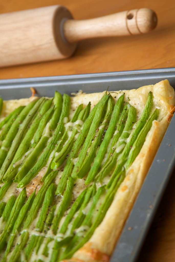 Kitchen in the Yard Savory Tart with Green Beans, Cheddar, and Parmesan
