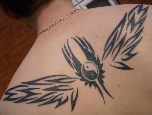 tribal tattoos of angel wings. Colorfull Angel Wings Tattoo
