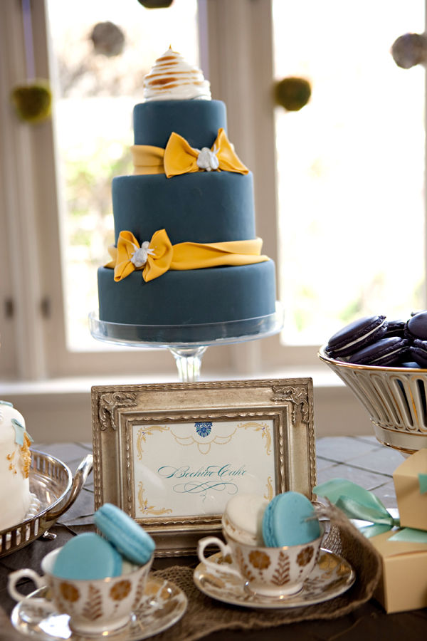 Dark Blue and Yellow Wedding Cakes