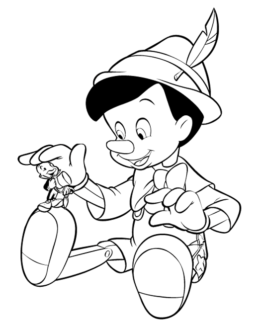 sandra fazendo arte pinoquio disney para colorir pinocchio