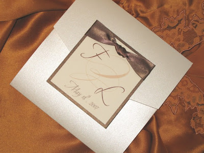 Elegant Frame Themed Wedding Invitations With Brown Ribbon Elegant Frame Themed Wedding Invitations With Brown Ribbon