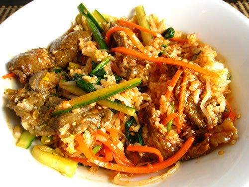 Bibimbap made with leftover