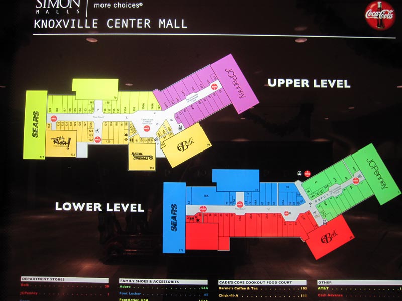 Towne East Mall Map Sky City: Retail History: Knoxville Center/East Towne Mall: Knoxville, Tn