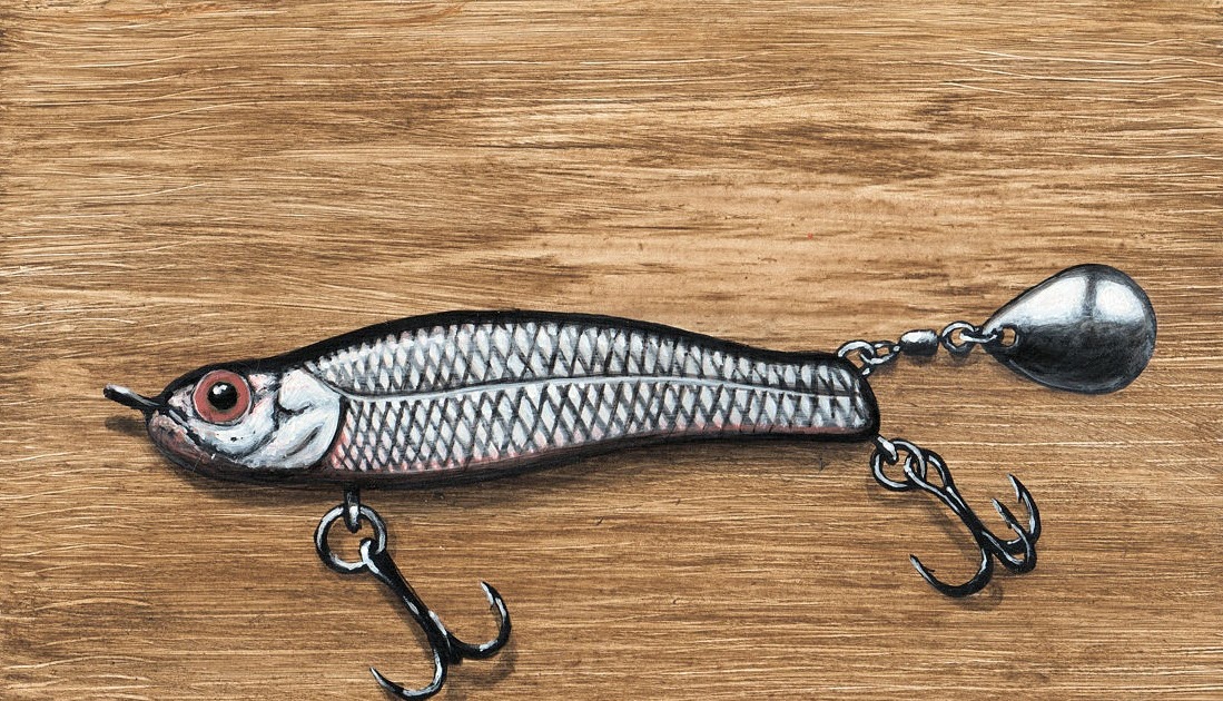 Brendan Burns Art Fishing Lure Painting Acrylic on 5x7 Panel