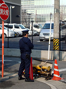 Japanese Police Force Police guarding the Chinese consulate in Nagoya