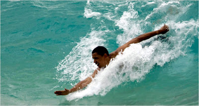 Obama body surfing