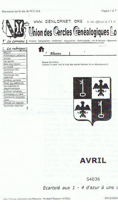 Arme dell'abbate Avril  de Burey Anjou  duca di  Chateau  de Bures .