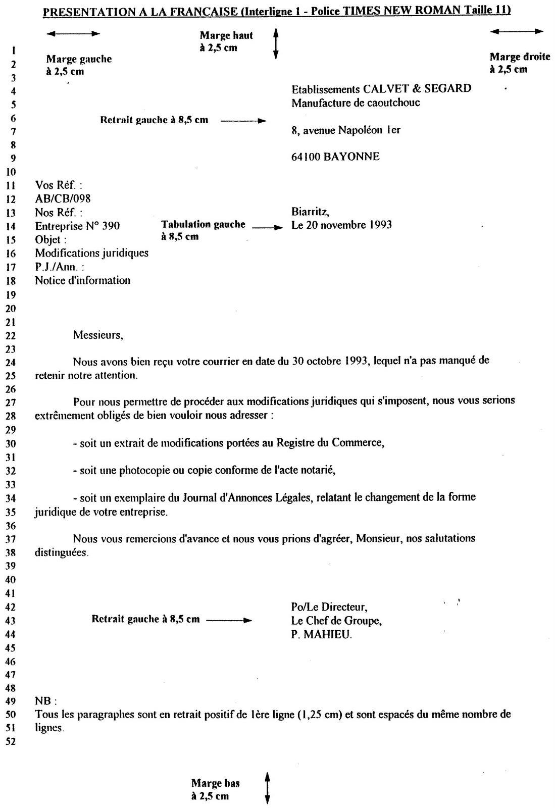 Exemple Lettre