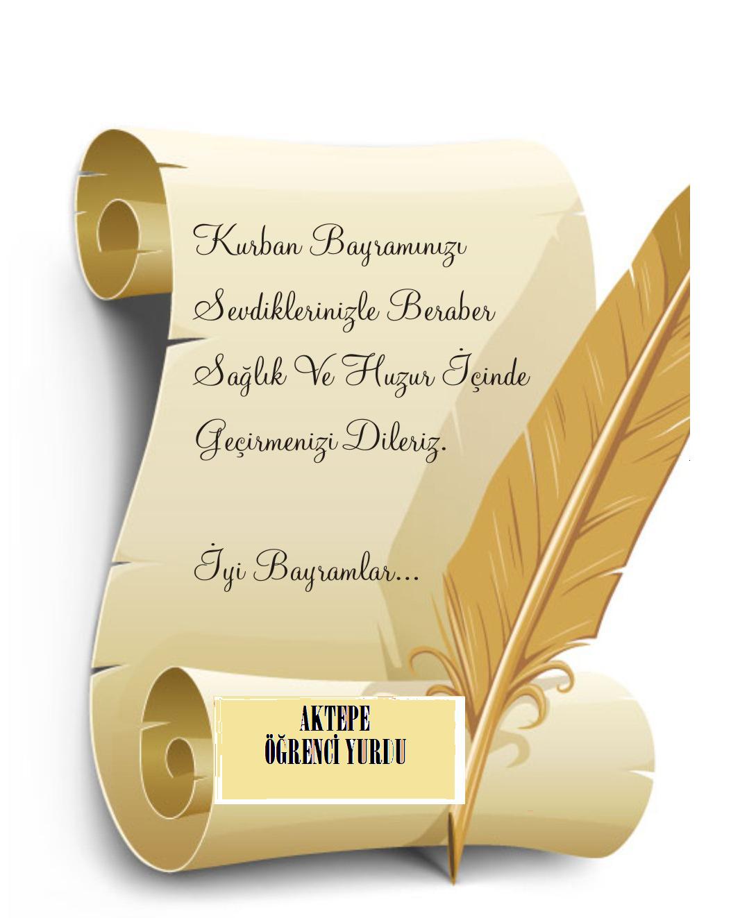 aktepe ogrenci yurdu bayram tebrik mesaji