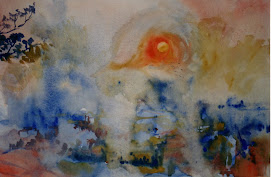 bushfire sunset watercolour, $250