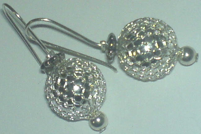 silver disco ball earrings, sold