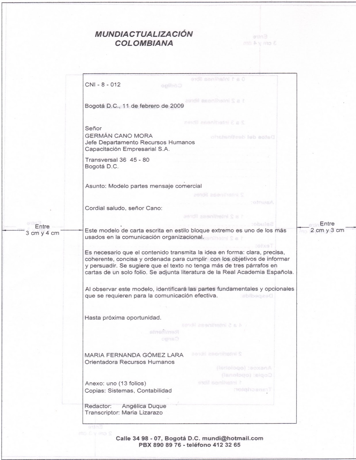 formato para hacer cartas