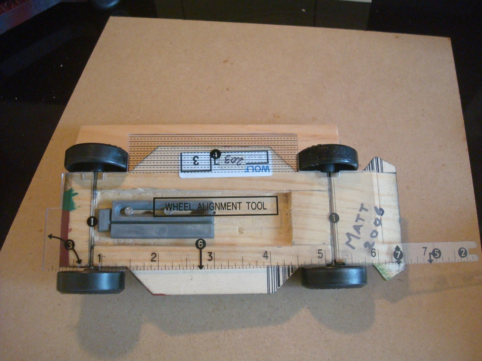 Spam and Hamsters Pinewood Derby Wheel Alignment Tool