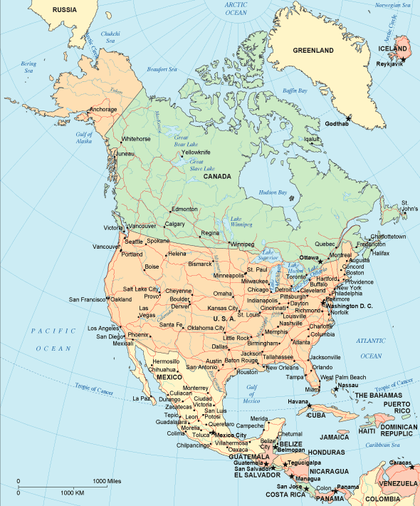 map of canada and us
