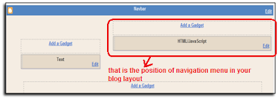 position of menu in blog layout