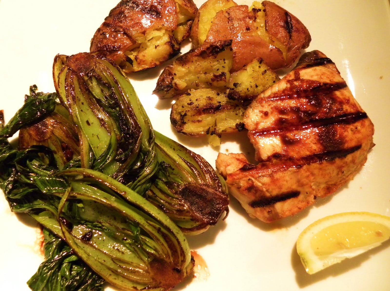 My Hawaiian Home Simple Local Dinner Grilled Ono and Bok Choy