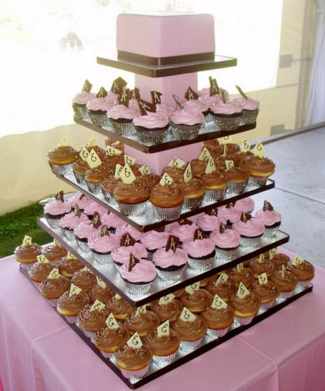 Pink Cupcake wedding cakes two color Cupcake wedding cakes