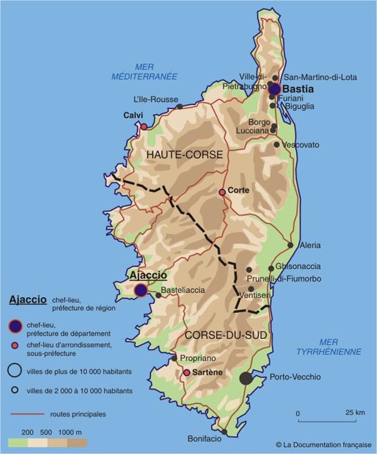 Carte de corse plan des 91 lieux à voir L'ile de Beauté