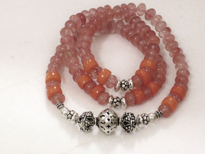 Bracelet-Sebha 99 Cherry Quartz & Coral Beads