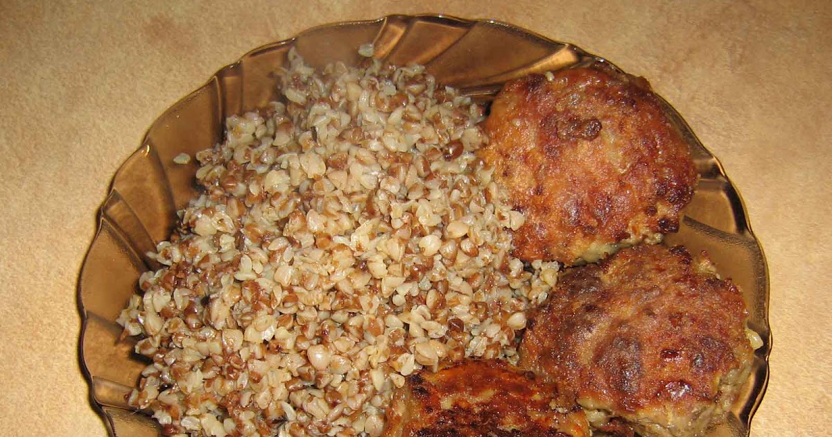 Russian Food Buckwheat kasha with cutlets