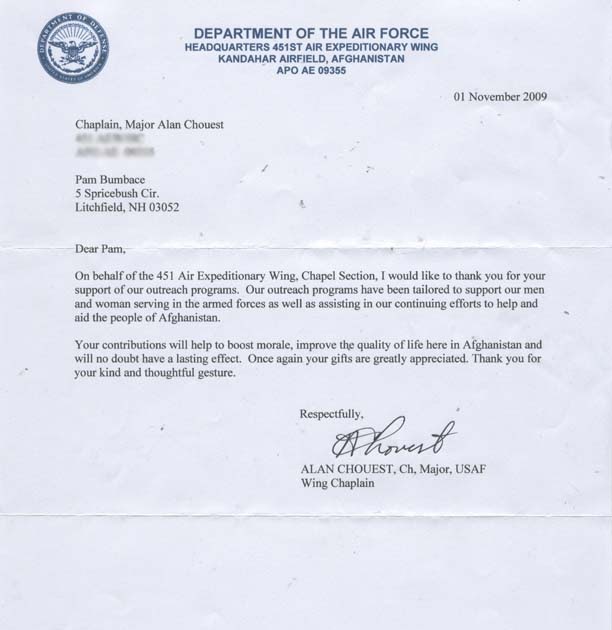 Cards for Soldiers A Letter of Thanks!
