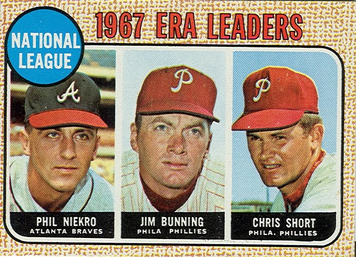 1968 Topps Baseball NL Pitching Leaders (7, 9, 11)