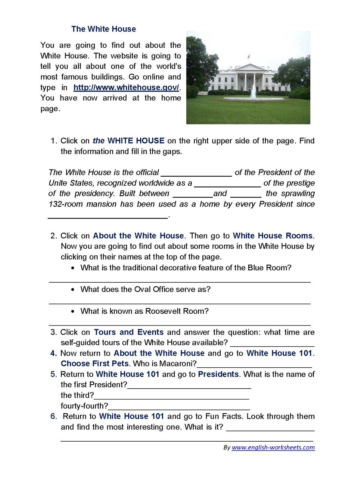White House Worksheets