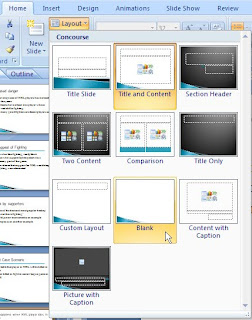 blank slide in layout PowerPoint 2007