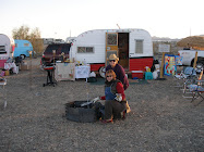 Barb and I, dutch oven cooking at Quartzsite, 2-08