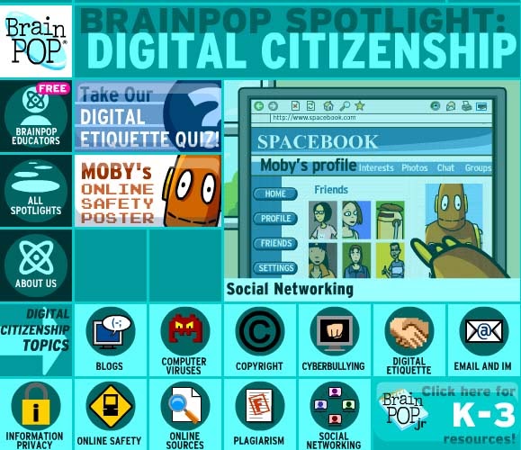 middle school advisory 101 Digital Citizenship Brainpop topics