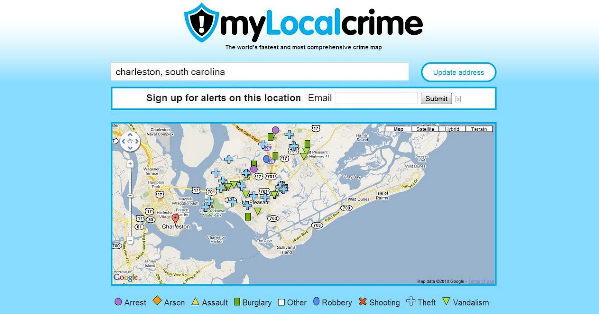 Crime Maps Around the World Charleston South Carolina Crime Map