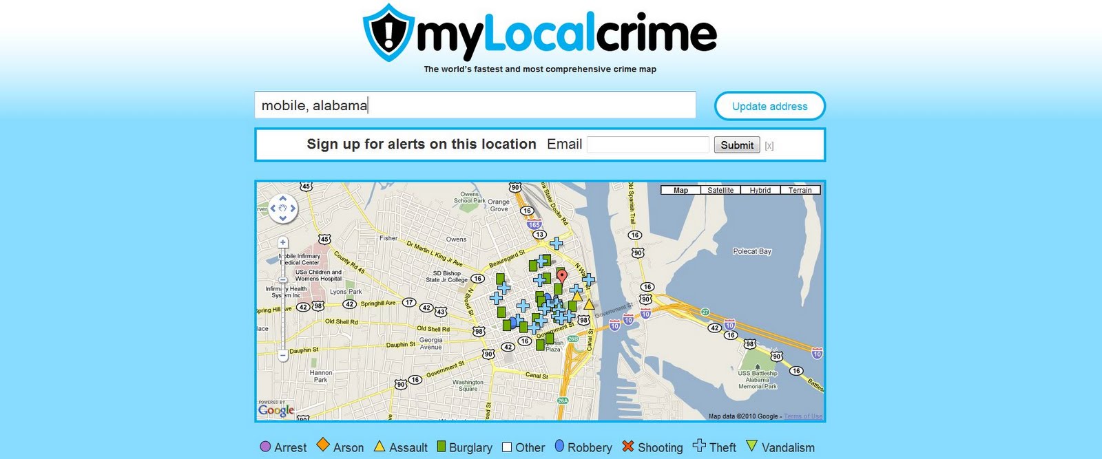 Crime Maps Around the World Mobile Alabama Crime Map