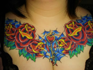 Flower Tattoo Design on Chest Girl 2010