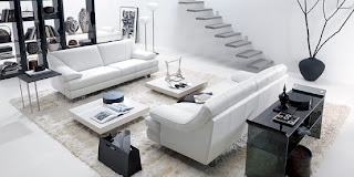black and white modern living room